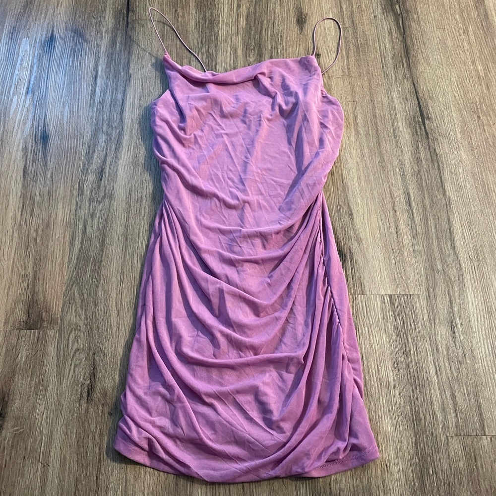 Purple Mesh Scoop Neck Dress